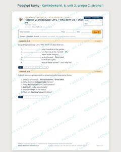Kartkówka angielski klasa 6 unit 2: gramatyka 3 — B–E — podgląd karty, grupa C
