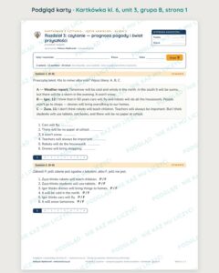 Kartkówka angielski klasa 6 unit 3: czytanie — B–E — podgląd karty, grupa B