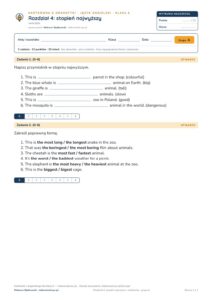 Kartkówka angielski klasa 6 unit 4: gramatyka: stopień najwyższy — B–E — okładka