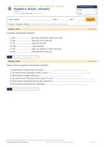 Angielski klasa 6 unit 4: gramatyka: should / shouldn't — kartkówka — okładka