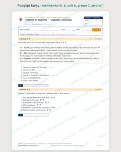 Kartkówka angielski klasa 6 unit 6: czytanie: wypadki i choroby — B–E — podgląd karty, grupa C