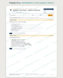 Kartkówka angielski klasa 6 unit 6: gramatyka 3 — B–E — podgląd karty, grupa C