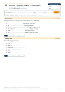 Angielski klasa 6 unit 7: present perfect — twierdzenia — kartkówka — okładka