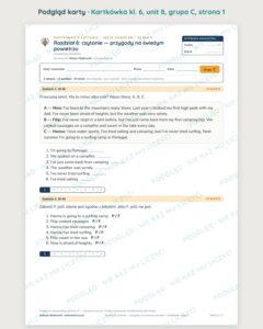 Angielski klasa 6 unit 8: przygody na świeżym powietrzu — kartkówka — podgląd karty, grupa C