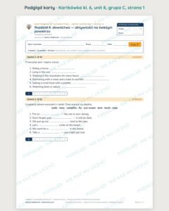 Angielski klasa 6 unit 8: aktywności na świeżym powietrzu — kartkówka — podgląd karty, grupa C