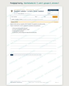 Kartkówka angielski klasa 7 unit 1: e-mail o filmie i mediach — B–E — podgląd karty, grupa C