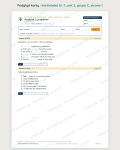 Kartkówka angielski klasa 7 unit 2: gramatyka: przedimki — B–E — podgląd karty, grupa C