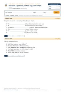 Angielski klasa 7 unit 3: present perfect czy past simple — kartkówka — okładka