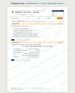 Kartkówka angielski klasa 7 unit 3: słownictwo: podróże — B–E — podgląd karty, grupa B