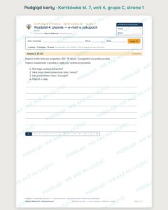 Kartkówka angielski klasa 7 unit 4: pisanie: e-mail o zakupach — B–E — podgląd karty, grupa C