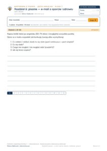 Kartkówka angielski klasa 7 unit 6: e-mail o sporcie i zdrowiu — B–E — okładka