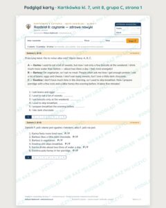 Kartkówka angielski klasa 7 unit 8: czytanie: zdrowe nawyki — B–E — podgląd karty, grupa C