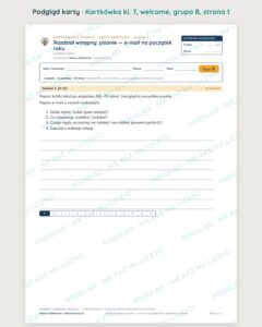 Kartkówka angielski klasa 7 welcome: e-mail na początek roku — B–E — podgląd karty, grupa B