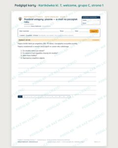 Kartkówka angielski klasa 7 welcome: e-mail na początek roku — B–E — podgląd karty, grupa C
