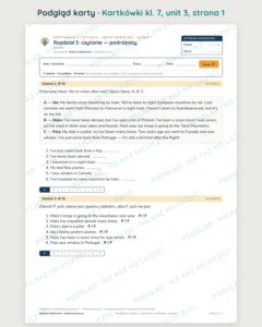 Kartkówki z angielskiego klasa 7 — 54 kartkówki A–E z kluczem — podgląd karty 1