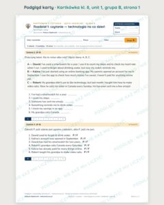 Kartkówka angielski klasa 8 unit 1: technologia na co dzień — B–E — podgląd karty, grupa B