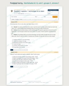 Kartkówka angielski klasa 8 unit 1: technologia na co dzień — B–E — podgląd karty, grupa C