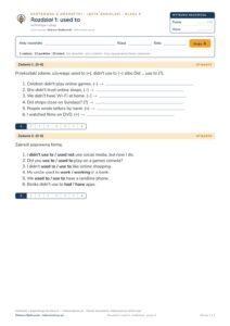 Kartkówka angielski klasa 8 unit 1: gramatyka: used to — B–E — okładka