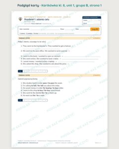 Kartkówka angielski klasa 8 unit 1: gramatyka: zdania celu — B–E — podgląd karty, grupa B
