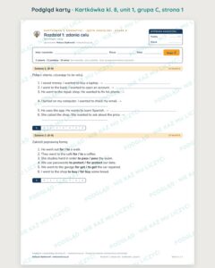 Kartkówka angielski klasa 8 unit 1: gramatyka: zdania celu — B–E — podgląd karty, grupa C