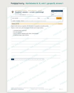 Angielski klasa 8 unit 1: pisanie: e-mail o technologii — kartkówka — podgląd karty, grupa B