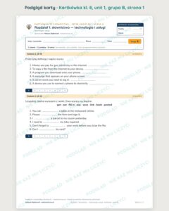 Angielski klasa 8 unit 1: słownictwo: technologia i usługi — kartkówka — podgląd karty, grupa B