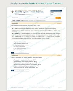 Kartkówka angielski klasa 8 unit 2: czytanie: młodzi dla planety — B–E — podgląd karty, grupa C