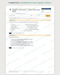 Angielski klasa 8 unit 2: strona bierna — kartkówka — podgląd karty, grupa C