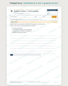 Kartkówka angielski klasa 8 unit 2: pisanie: e-mail o ekologii — B–E — podgląd karty, grupa B