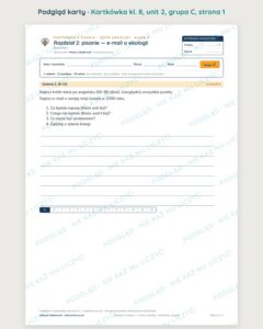 Kartkówka angielski klasa 8 unit 2: pisanie: e-mail o ekologii — B–E — podgląd karty, grupa C