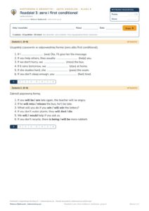Kartkówka angielski klasa 8 unit 3: zero i first conditional — B–E — okładka
