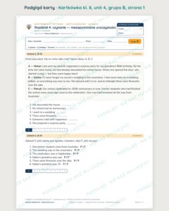 Kartkówka angielski klasa 8 unit 4: niezapomniane uroczystości — B–E — podgląd karty, grupa B