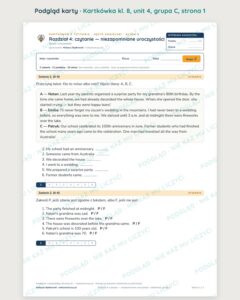 Kartkówka angielski klasa 8 unit 4: niezapomniane uroczystości — B–E — podgląd karty, grupa C