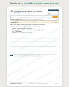 Angielski klasa 8 unit 4: pisanie: e-mail o uroczystości — kartkówka — podgląd karty, grupa C