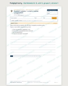 Kartkówka angielski klasa 8 unit 5: pisanie — B–E — podgląd karty, grupa C