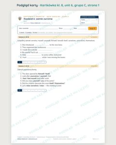 Kartkówka angielski klasa 8 unit 6: gramatyka: zaimki zwrotne — B–E — podgląd karty, grupa C