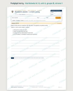 Kartkówka angielski klasa 8 unit 6: pisanie: e-mail o pracy — B–E — podgląd karty, grupa B