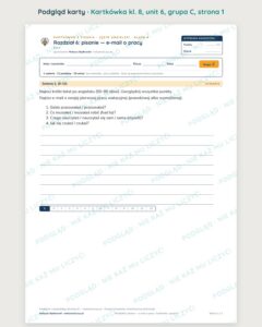 Kartkówka angielski klasa 8 unit 6: pisanie: e-mail o pracy — B–E — podgląd karty, grupa C