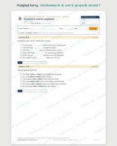 Kartkówka angielski klasa 8 unit 8: gramatyka: zaimki względne — B–E — podgląd karty, grupa B