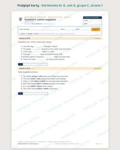 Kartkówka angielski klasa 8 unit 8: gramatyka: zaimki względne — B–E — podgląd karty, grupa C