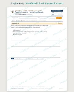 Kartkówka angielski klasa 8 unit 8: pisanie: e-mail o wakacjach — B–E — podgląd karty, grupa B