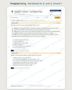 Kartkówki z angielskiego klasa 8 — 54 kartkówki A–E z kluczem — podgląd karty 1