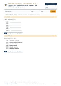 Kartkówka angielski klasa 4 A1 start: gramatyka: liczby 1–100 — B–E — okładka
