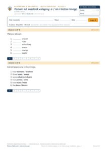 Kartkówka angielski A1 start: gramatyka: a / an i liczba mnoga — B–E — okładka