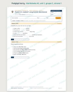 Angielski A1 unit 1: przymiotniki dzierżawcze — kartkówka — podgląd karty, grupa C