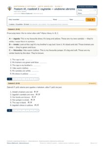 Angielski klasa 4 A1 unit 2: czytanie: ulubione ubrania — kartkówka — okładka