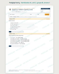 Angielski klasa 4 A1 unit 2: gramatyka: pytania z to be — kartkówka — podgląd karty, grupa B