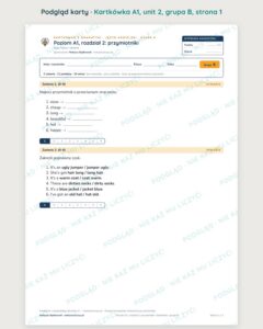 Kartkówka angielski klasa 4 A1 unit 2: gramatyka: przymiotniki — B–E — podgląd karty, grupa B
