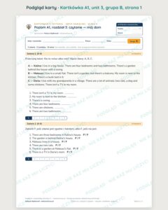 Kartkówka angielski klasa 4 A1 unit 3: czytanie: mój dom — B–E — podgląd karty, grupa B