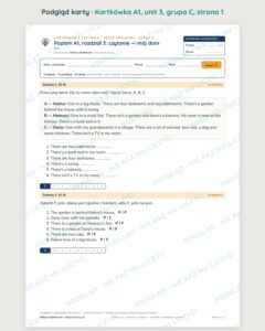 Kartkówka angielski klasa 4 A1 unit 3: czytanie: mój dom — B–E — podgląd karty, grupa C